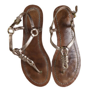 Coach Sawyer Rose Gold Leather Sandals Size 7.5